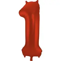 Folat - Folieballon Cijfer 1 Rood Metallic Mat - 86 cm