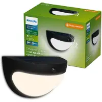 Philips solar wandlamp met sensor | Swyn | 2700K | IP44 | 3.8W | Zwart