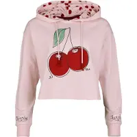 Pussy deluxe - Rockabilly Trui met capuchon - Cherry Cropped Hooded - S tot XXL - voor Vrouwen - lichtroze - Maat L