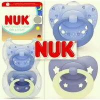 Nuk First Choice Fopspeen – Siliconen – Set fopspenen Day & Night - Blauw - 2 stuks - 0-6 maanden- (0-6 maanden)