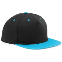 Beechfield Snapback cap - Black + Surf blue