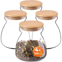 Kadax voorraadpotten 700ml, set van 4, glazen voorraadpotten, glazen potten met luchtdichte deksels, voorraadpotten voor het bewaren van levensmiddelen