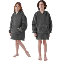 Textino SHERRY - hoodie 50x70 cm - snuggle hoodie - kinderen - fleece met sherpa voering - Raven - zwart