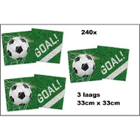 Wefiesta 240x Servetten Voetbal 33cm x 33cm - 3 laags - Goal WK voetbal feest thema party