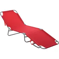 Merax Opvouwbare Zonnebed / Tuinligbed – Verstelbare Rugleuning – Lichtgewicht Campingbed – Stalen Frame – Oxford Polyester – Rood – 187 x 55 x 24 cm