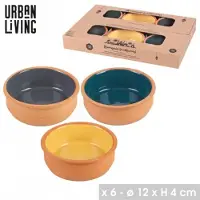 Urban Living "TERRACOTTA" TERRINE VAN GEBAKKEN KLEI X6 STUKS, 3 KLEUREN, DIAM. 12CM X H4CM