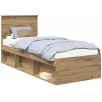 vidaXL Bedframe Ambachtelijk Eiken 75 x 190 cm Massief grenenhout