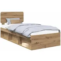 vidaXL Bedframe Ambachtelijk Eiken 75 x 190 cm Massief grenenhout