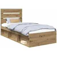 vidaXL Bedframe Ambachtelijk Eiken 75 x 190 cm Massief grenenhout