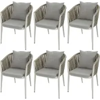Axi Faye Set van 6 Tuinstoelen in Beige | Tuinstoel van Aluminium/Polyester & inclusief Zitkussens van Olefine | Stoel Weerbestendig voor Tuin / Buiten - Draagvermogen tot 120 kg