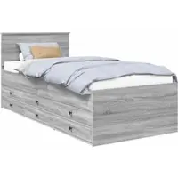 vidaXL Dagbed met lade Grijs Sonoma en Zwart 75 x 190 cm Bewerkt hout