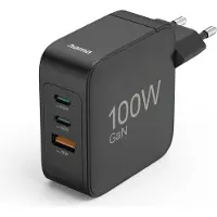 Hama USB-oplader 100 W USB-C, USB-C bus (Power Delivery) Quick Charge 3.0, USB PD 3.0, Quick Charge 2.0 Zwart GaN