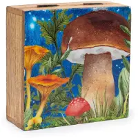 Ancient Wisdom - Wierook - Middelgrote vierkante doos 13,5x13,5x6 cm - paddenstoeldesign - geurstokjes - aromatherapie - handgerold - wierook