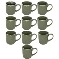 Secret De Gourmet Koffiemok - 10x - olijfgroen - keramiek - 420 ml - beker - mokken