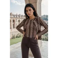 MI PIACE - Travel Jacket Boho Print Espresso 202662 - Maat : M