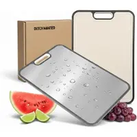 Dutch Wanted - 100% RVS Snijplank - Dubbelzijdig met Tarwevezel kant - Vermijd Microplastics - Raspfunctie - Cutting Board - Vaatwasserbestendig - Antislip