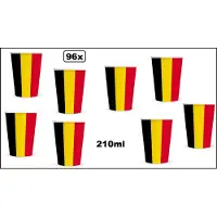 Partyxplosion 96x Beker Belgie 210ml karton - Belgium sport drinken WK voetbal Landen