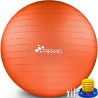 Tresko anti-burst gymnastiekbal 55 cm 65 cm 75 cm 85 cm | zitbal | yogabal | 300 kg | met luchtpomp (oranje, 65 cm, geschikt voor een lengte van 155 tot 175 cm)