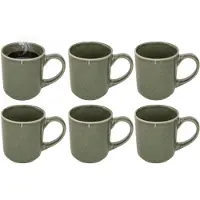Secret De Gourmet Koffiemok - 6x - olijfgroen - keramiek - 420 ml - beker - mokken