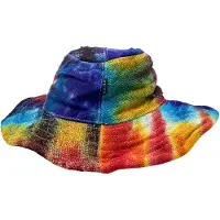 Ancient Wisdom - Hoed - Gepatchte boho festivalhoed van hennep en katoen - tie-dye - hoofddeksel - zomeraccessoire - festivalgear - accessoire - hoofdtooi