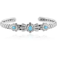 Cavill - Zilveren Armband - 925 Sterling Zilver Geoxideerd - Sleeping Beauty Turkoois 0,63 ct - Verstelbare Filigraan Armband Dames Turquoise