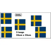 Wefiesta 240x Servetten Zweden 33cm x 33cm - 3 laags - Servet diner eten knoeien restaurant BBQ thema feest verjaardag feest