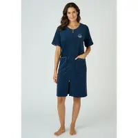 Damart - Jurk lounge badstof - Dames - Blauw - 50-52 (XL)