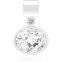 Cavill - Ovale Kunziet Hanger 2,94 ct - 925 Sterling Zilver Palladium - Handgemaakt - Zirkoon 0,043 ct - Elegant & Tijdloos