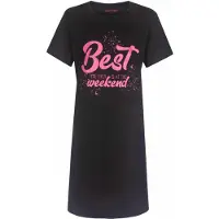 Temptation Dames Nachthemd - Big Shirt - Korte Mouw - Zwart - Maat S
