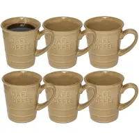 Secret De Gourmet Koffiemok - 8x - beige - keramiek - 200 ml - beker - mokken