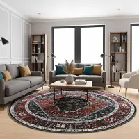 Muratap Picasso paloma rond vintage vloerkleed terra / oranje laagpolig- 300 cm rond