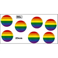 Partyxplosion 96x Bord 23cm Regenboog karton - Rainbow sport drinken pride