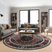 Muratap Picasso paloma rond vintage vloerkleed terra / oranje laagpolig- 240 cm rond