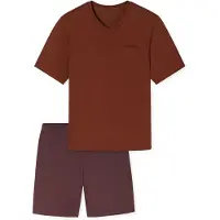Schiesser Pyjama kort ' Comfort Essentials ' roestbruin / rood