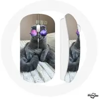 MANIACASE Draadloze Muis Kat met Paarse Bril