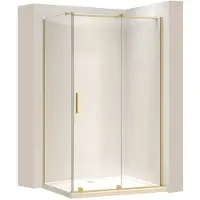 REA Montana 140X90 Brush Gold - 200 cm - Douchecabine - Rechthoek - Geborsteld Goud