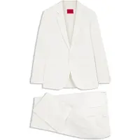 HUGO Driedelig extra slim-fit pak van katoenen seersucker met stretch