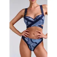 Marlies Dekkers Cache Coeur Paisley Print Plunge Balcony Bikini Top Maat: 70F | Bikini's Outlet | Dames | Blauw