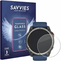 Savvies - Glas Screenprotector voor Garmin quatix 8 (51 mm) - Gehard Beschermglas 9H 3 Stuks