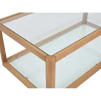 Vente-unique Salontafel van gehard glas en eikenhout - Transparant en Natuurlijk - ZUNARIL