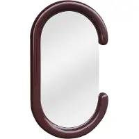 Vente-unique Ovale wandspiegel van paulowniahout - L. 60 x H. 105 cm - Bruin - YALMA