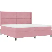 vidaXL Boxspringbed met LED-verlichting, roze, 200 x 200 cm, fluweel