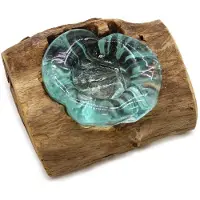 Ancient Wisdom Gesmolten glas op hout - kaarsenhouder op hout