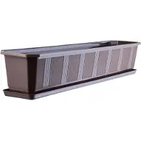 Kadax Plantenbak met onderzetter, rechthoekige bloempot van kunststof, voor binnen en buiten, voor balkon, terras en vensterbank (80 cm,bruin)