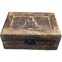 Ancient Wisdom Medium Wooden Keepsake Box 15 cm x10 cm x 6 cm - Boeddha