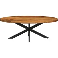 Molecule Ovale eettafel Alexa 200cm mangohout met zwart metalen onderstel