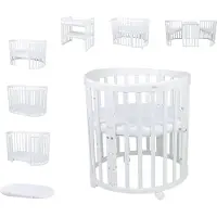 Waldin Multifunctioneel OVAAL 7 in 1 Babybed / peuterbed incl. matras - Wit