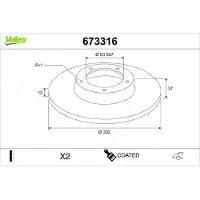 Valeo 673316 Remschijf