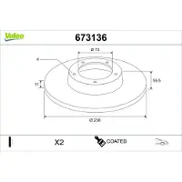 Valeo 673136 Remschijf