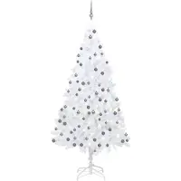 vidaXL Kunstkerstboom met verlichting en kerstballen 210 cm PVC wit
